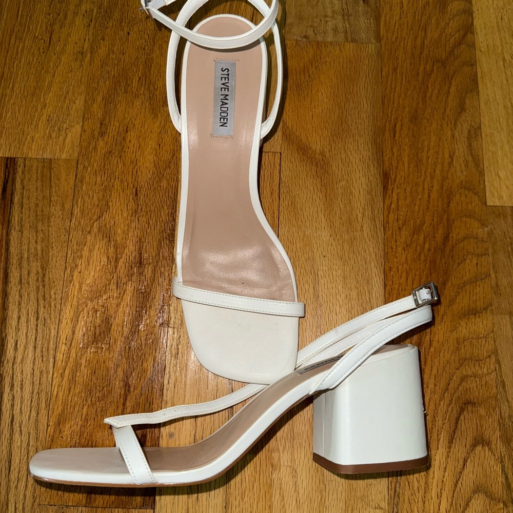 Steve Madden Cream Block Heel Sandals